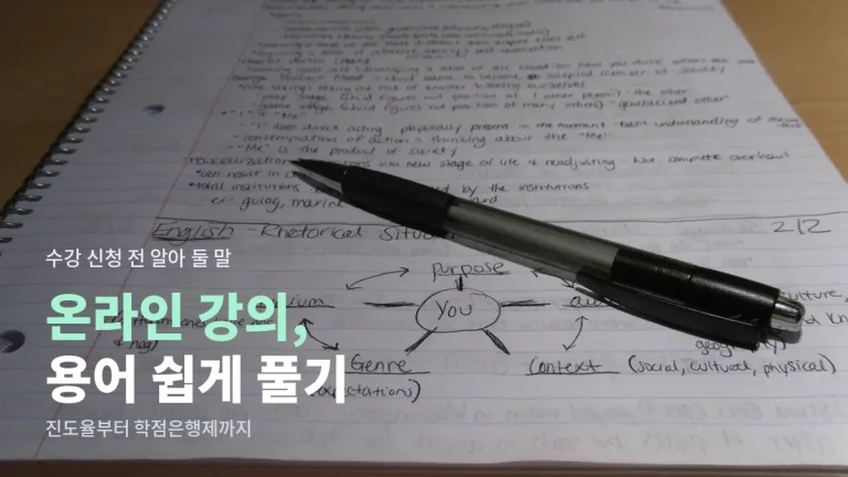 온라인 강의 수강 화면 용어 풀이 - 진도율, 수료 기준, 기기 등록 제한, 환급과정, 학점은행제 뜻